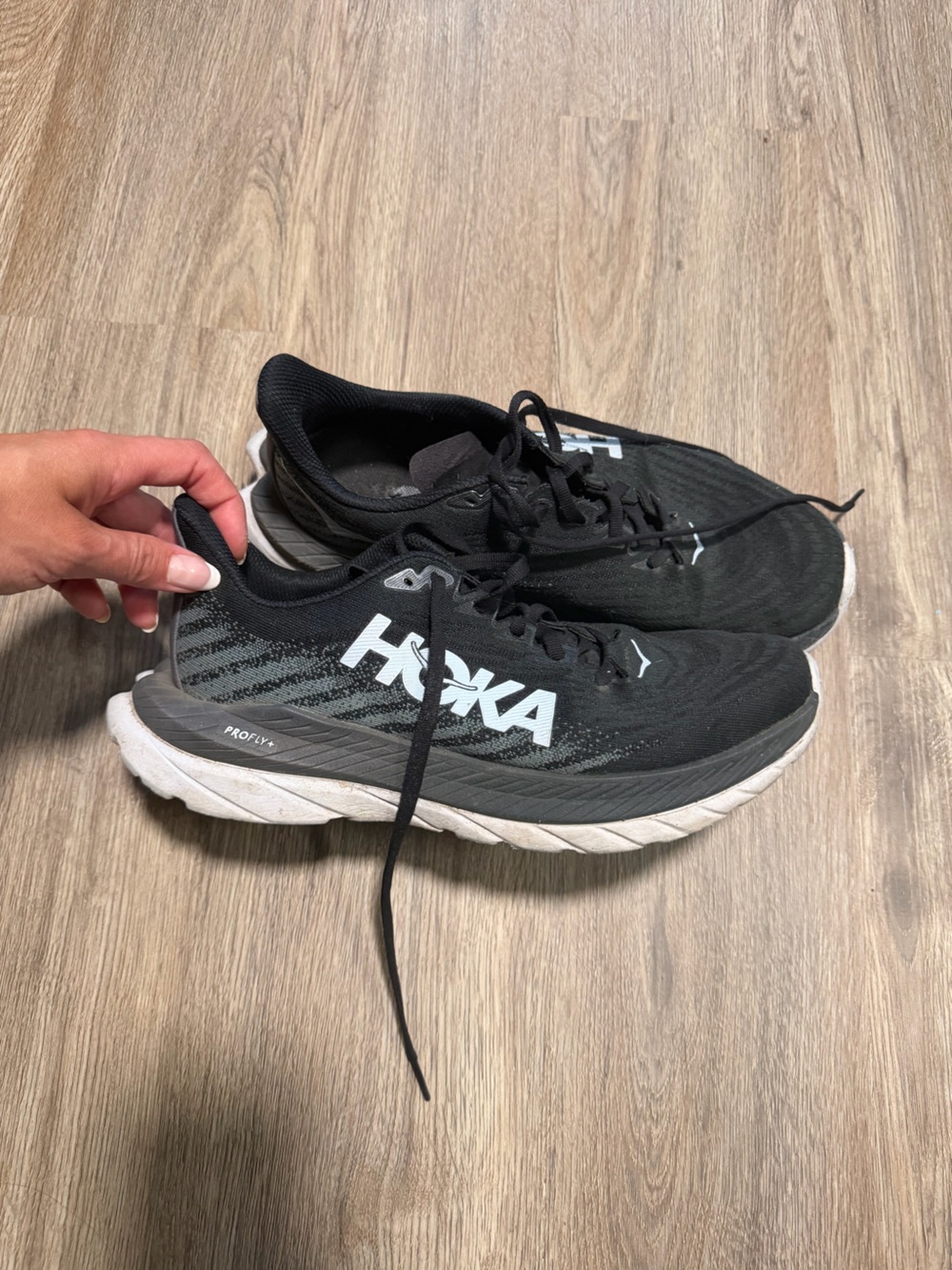 Hoka Women’s Black and White Road Running Shoes